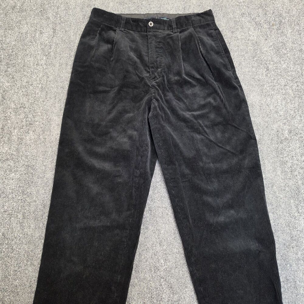 Vintage Polo Ralph Lauren Corduroy Preston Preppy Pant 33x32 Black Straight Leg